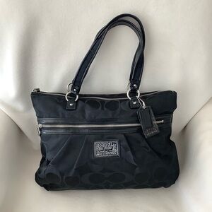 Coach Daisy Poppy Glam Black Signature Tote